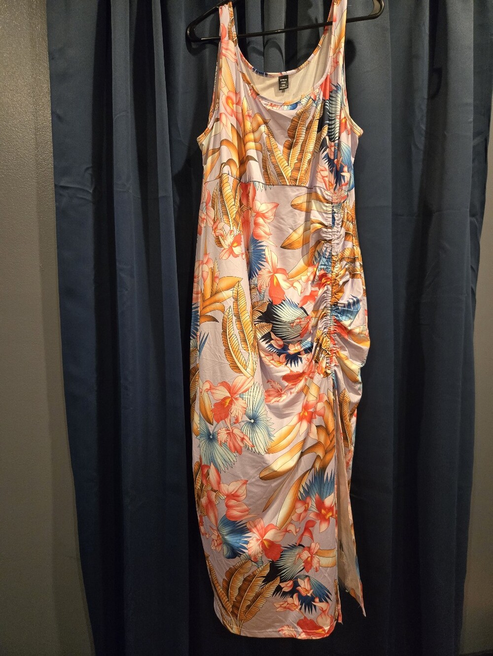 SHEIN Floral Tropical Maxi Dress - Yellow, Blue, Pink